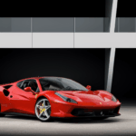 A soft cream Ferrari, a touch of elegance and class.