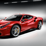 A vibrant orange Ferrari catching every eye.