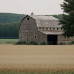 Exploring the rustic barn and fields during a countryside trip.