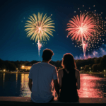 Fireworks bursting in the sky, creating a mesmerizing scene.