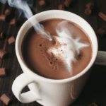 Flavorful warm drinks captured in a steaming mug of hot chocolate, with a touch of vanilla and a cinnamon stick.