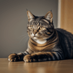 Fluffy feline lounging gracefully, embodying the charm of a serene domestic cat.