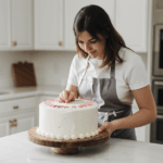 Applying fondant to a cake to achieve a smooth, professional finish.