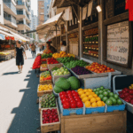 A fresh market produce display featuring a diverse selection of colorful and exotic fruits.