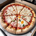 Close-up of a freshly baked pizza displaying a crispy crust and melting cheese