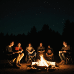 Friends sharing stories and laughter around a glowing campfire, creating lasting memories.