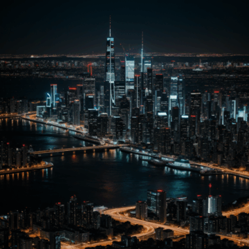 Explore a Futuristic City Skyline at Night