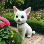 A delighted puppy having fun in the garden, surrounded by nature's splendor.