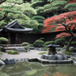 Garden tranquility in a peaceful Japanese zen garden setting.