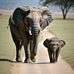 Gentle giants walking together, showcasing the bond of nature.