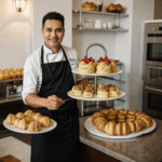 A stunning display of gourmet pastries arranged on a tray, highlighting the art of pastry making.