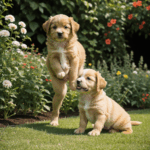 Happy puppy enjoying an adventurous day in the garden, exuding joy and curiosity.