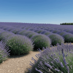 Fields of lavender in full bloom offer a tranquil escape under a blue sky.