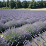 Lavender hues blend with the expansive blue sky in a peaceful landscape.