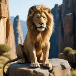 Lion in its domain, sitting majestically, a testament to nature's beauty.