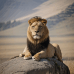 Lion's regal throne on a rock, symbolizing its majestic and powerful nature.