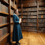 The timeless elegance of a library with tall bookshelves, where books are cherished and stories come to life.