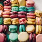 Close-up of colorful macarons showcasing a variety of flavors, each with eye-catching vivid colors.