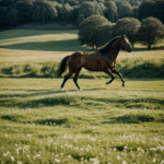 A stunning view of a horse galloping through a serene meadow, capturing the essence of freedom and nature's beauty.