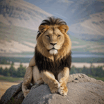 Majestic lion view on a rock, capturing the essence of wildlife majesty.