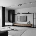 A minimalist color palette in a living room, creating a serene and elegant atmosphere.