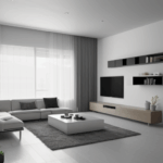 Minimalist furniture in a living room setting, emphasizing modern and sleek design.
