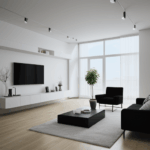 Minimalist home decor in a living room with modern aesthetics.