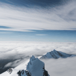 Nature at its best with a breathtaking view of a snowy mountain peak set against a cloud-draped sky.