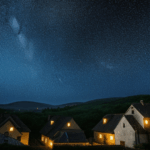 The beauty of a starry night sky over a peaceful village, inviting a sense of wonder and tranquility.