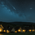 The captivating beauty of a starry night sky over a serene village, inspiring awe and tranquility.