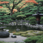 A peaceful zen retreat showcasing a harmonious Japanese garden landscape.