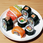 Perfectly crafted sushi rolls with an array of textures, offering a delightful culinary experience.