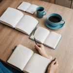 A person writing in a journal, focusing on creative expression and mindfulness.