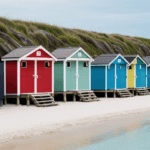 Picturesque beachfront lined with colorful and charming beach huts