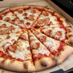 Oven fresh pizza with a cheesy center and a deliciously crispy edge