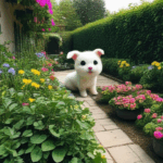 A lively puppy capturing hearts while frolicking in a picturesque garden.