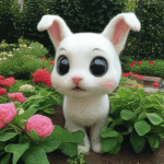 A sweet puppy enjoying the great outdoors in a charming garden setting.