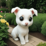 An enthusiastic puppy discovering the wonders of a beautiful garden.