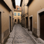 A serene European street with charming architecture and a peaceful atmosphere.