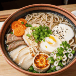 Explore ramen culture with a steaming bowl, topped with ingredients that celebrate tradition.