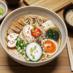 A guide for ramen lovers featuring a steaming bowl filled with diverse and delicious ingredients.
