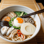 Passionate ramen cooking captured in a steaming bowl, showcasing rich flavors and toppings.