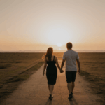 Enchanting sunset scene with a romantic couple.