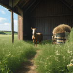 Nature embraces a rustic barn in a field of green.