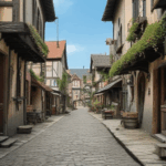 A tranquil European alleyway in a historic town, offering a peaceful escape with its charming architecture.