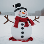 A snowman with a red scarf, illustrating a delightful winter activity for all ages.