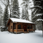 Snowy cabin getaway providing a tranquil escape in a winter wonderland.