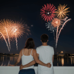 The night sky sparkling with colorful fireworks, offering a magical experience.
