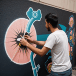 An expressive mural art piece showcasing the talent of a street artist.