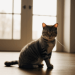 Sunlight caresses a stretching cat, a moment of pure relaxation.